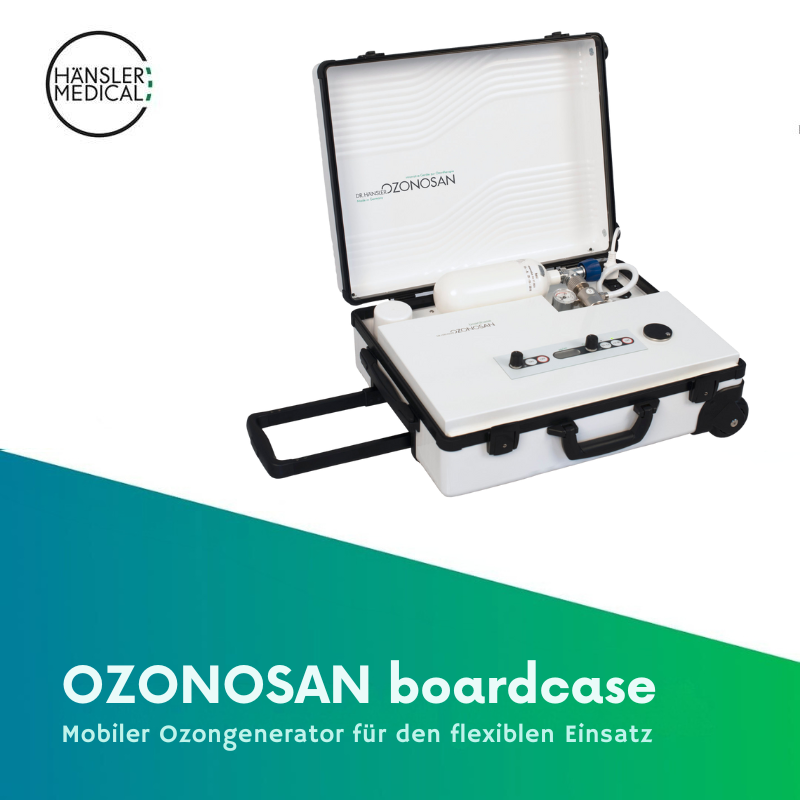 OZONOSAN boardcase von Hänsler Medical – mobiler Ozongenerator im Kofferformat für flexible Ozontherapieanwendungen.