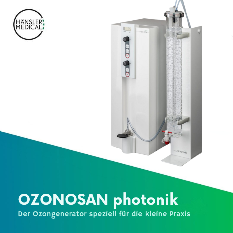 OZONOSAN photonik von Hänsler Medical – kompakter Ozongenerator für kleinere Praxen und Ozontherapie-Anwendungen.