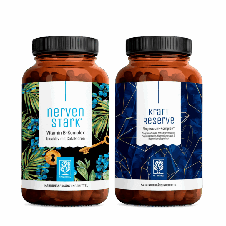 Naturtreu Kraftreserve Magnesium-Komplex und Nervenstark Vitamin-B-Komplex im Vorteilspaket – Nahrungsergänzung zur Unterstützung von Nerven, Psyche und Muskelfunktion.